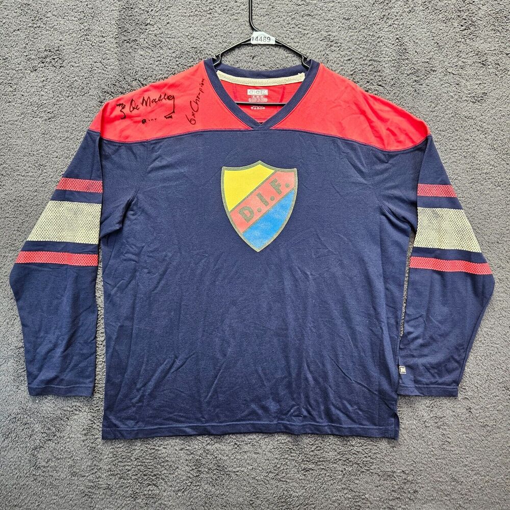 CCM DIF Hockey NHL Jersey Shirt Mens Size 2XL Blue Red Long Sleeves